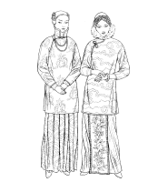 A coloring page of chinese clothing